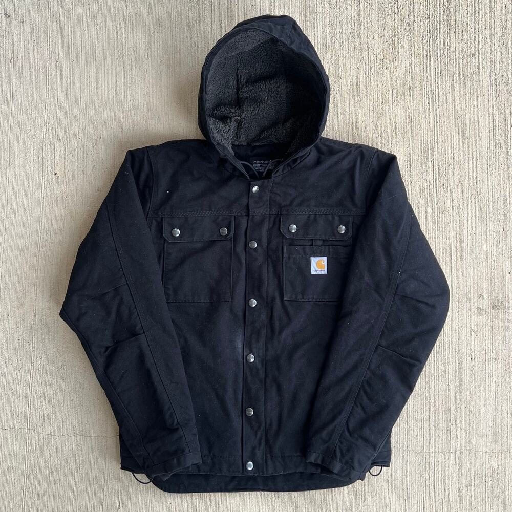 Carhartt black sherpa hooded work wear jacket